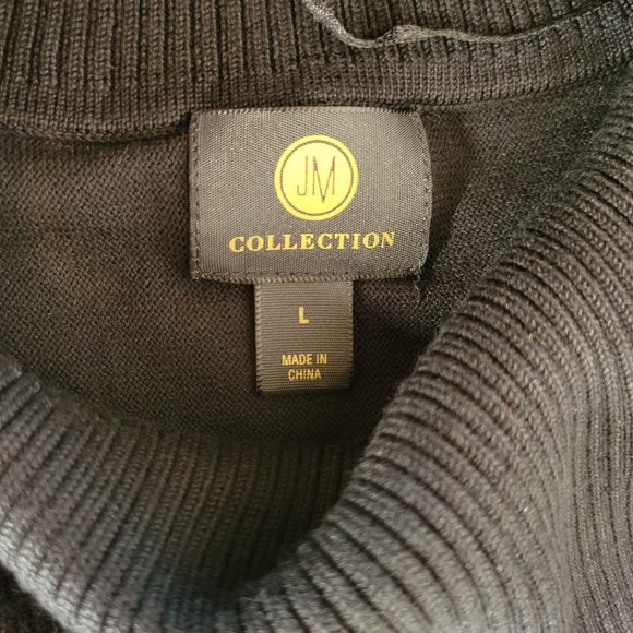 JM Collection Ladies Black Open Front T-Neck Sweater, Size L - Picture 4 of 12